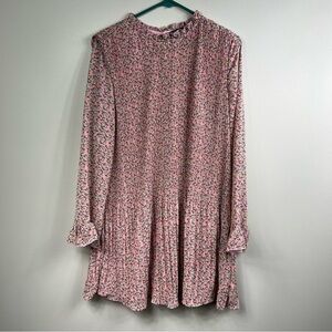 Code X MODE long sleeve pleated chiffon mini dress Sz M